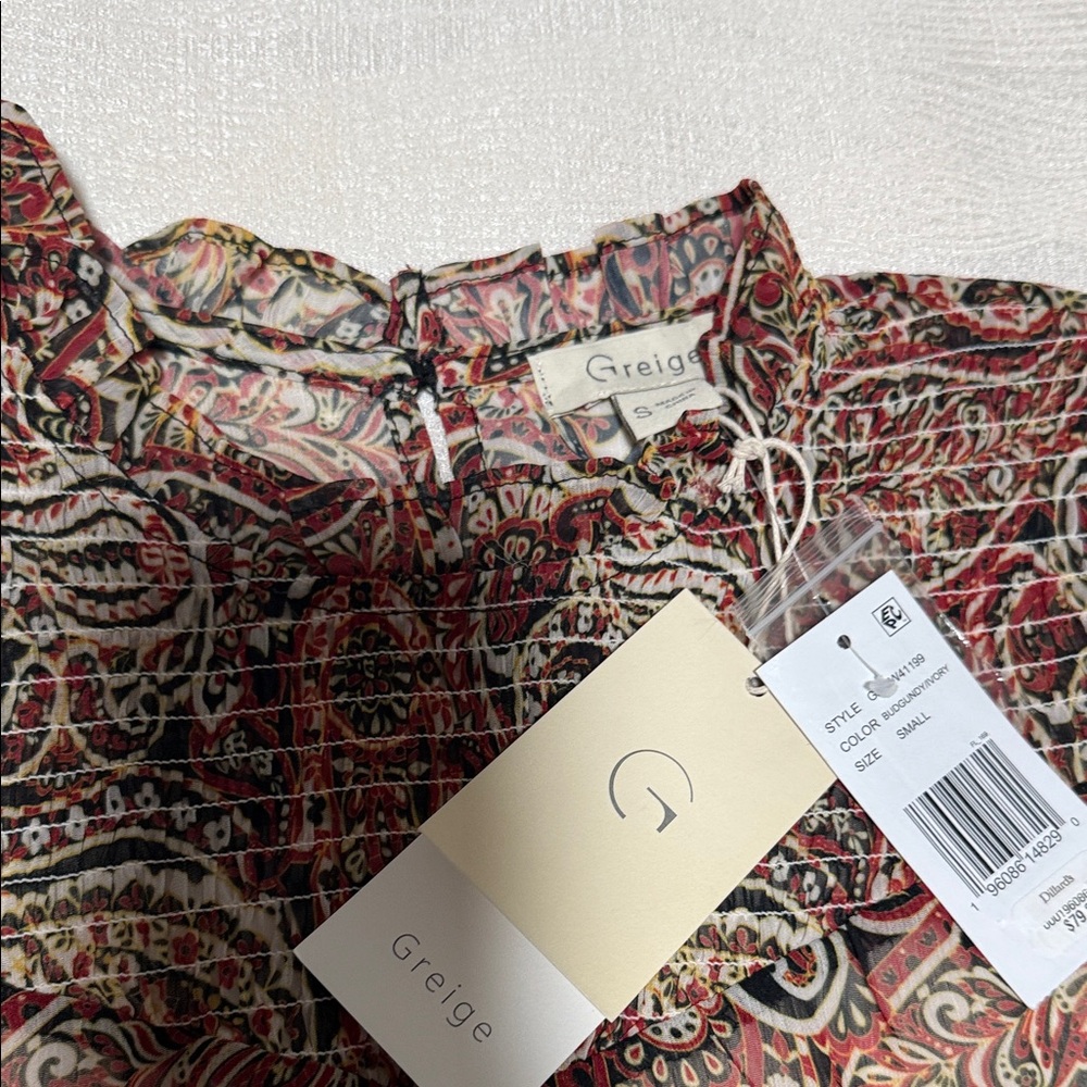 Greige Multicolor Paisley Blouse - Picture 8 of 15